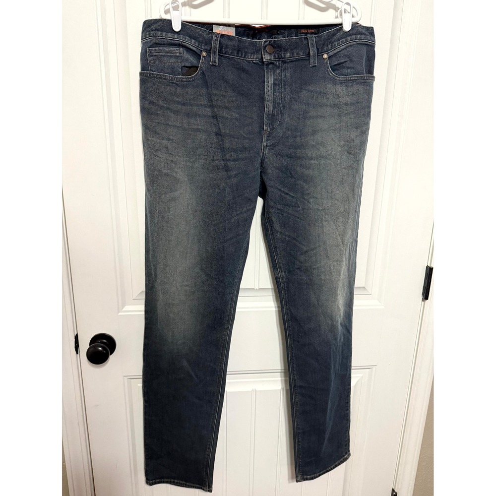 Alberto Jeans Mens 40x34 Pipe Regular Slim Fit Blue Faded 1889-890 NEW